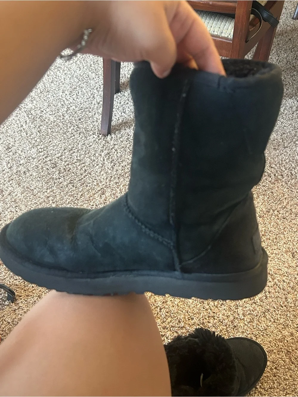 UGG Black Short Suede Boots